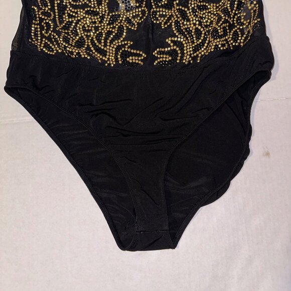 Venus Black Sparkle Choker Neck Halter Top Bodysuit Womens Large NWT - Picture 3 of 10